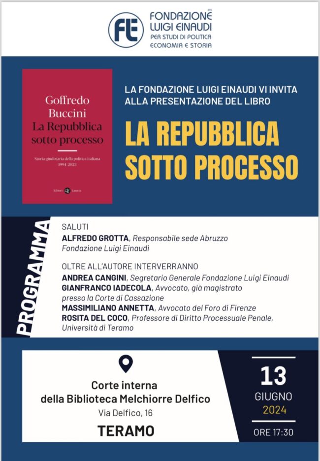 Presentazione del libro “La Repubblica sotto processo” di Goffredo Buccini