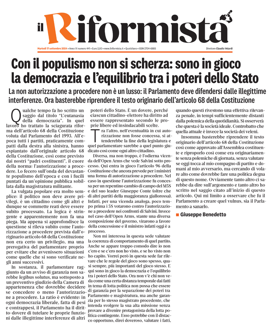 Con il populismo non si scherza: sono in gioco la democrazia e l’equilibrio tra i poteri dello Stato