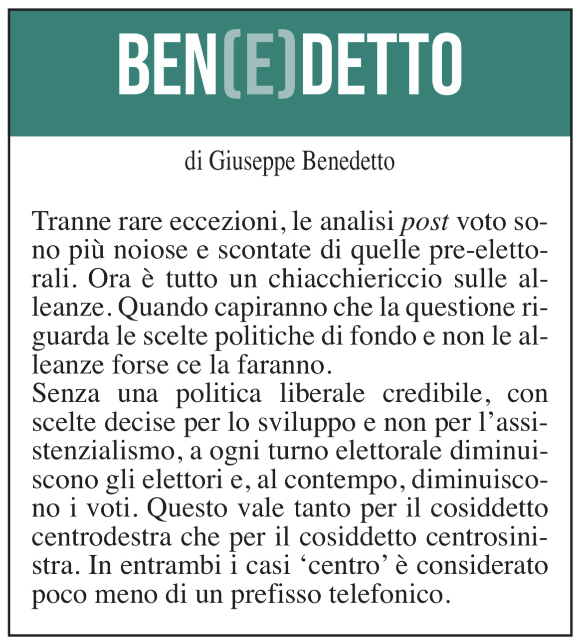 Ben(e)detto del 31 ottobre 2024