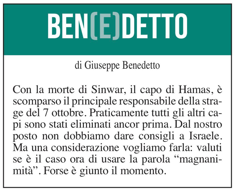 Ben(e)detto del 18 ottobre 2024