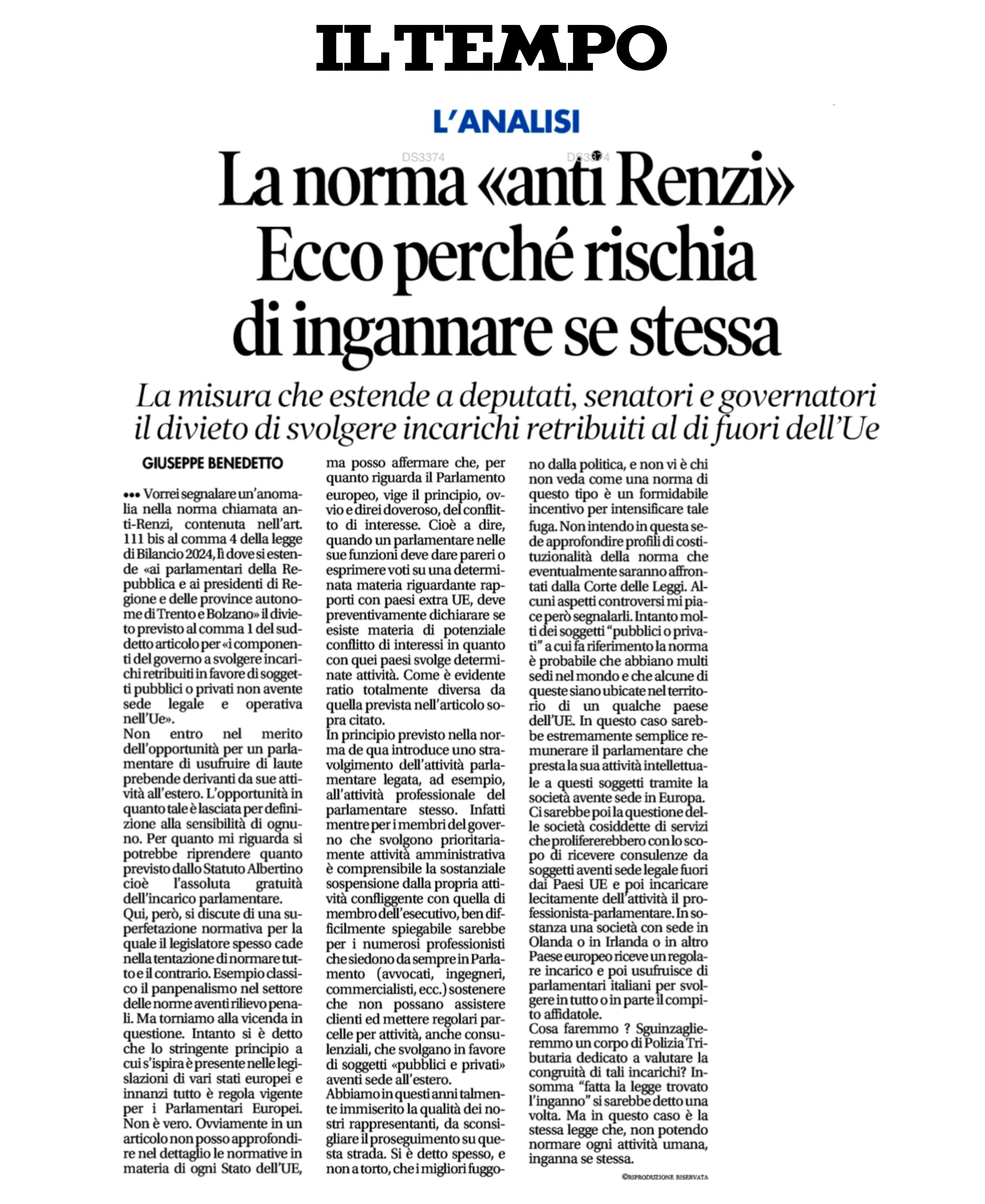 La norma “Anti Renzi” ecco perchè rischia di ingannare se stessa