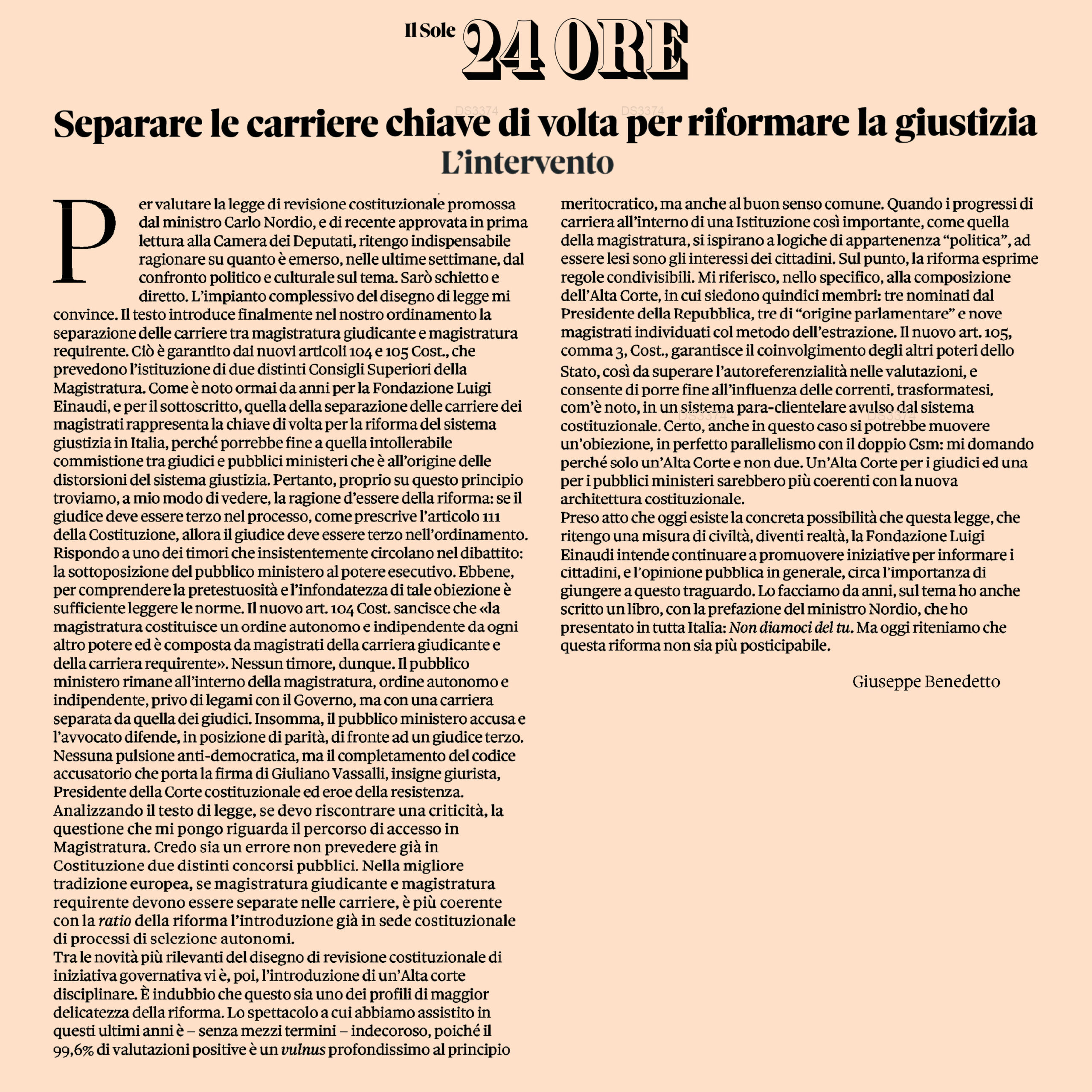 Separare le carriere chiave di volta per riformare la giustizia