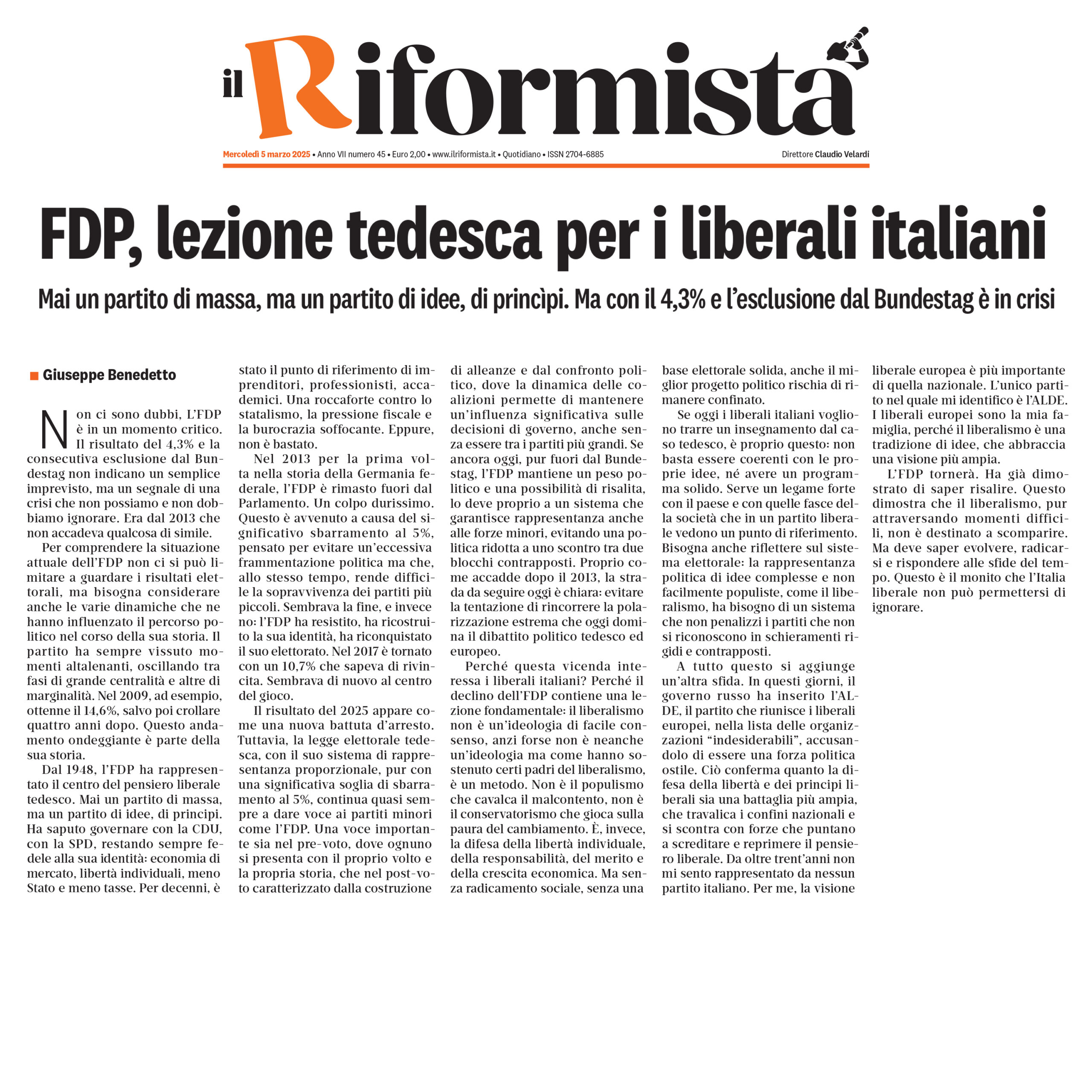 FDP, lezione tedesca per i liberali italiani